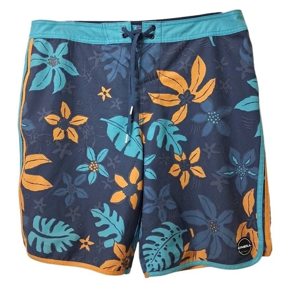 O'Neill Hyperfreak Coalition Board Shorts Mens 36 DWR Hyperdry 4-Way Stretch 10